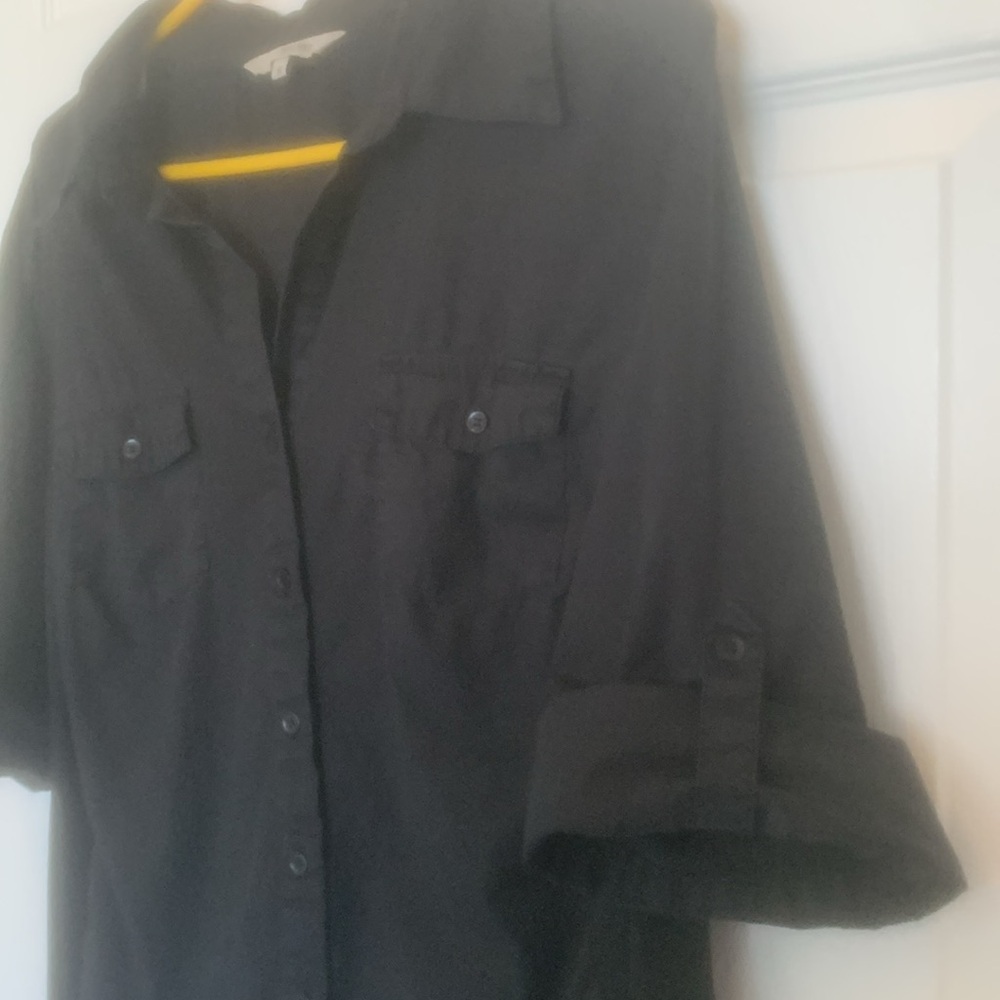 Black button-up, 3/4 length sleeve